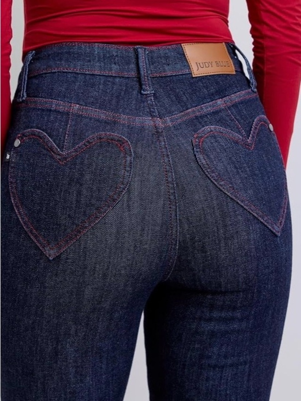 Judy Blue Women's Dark Indigo Skinny Jeans with Heart Back Pockets